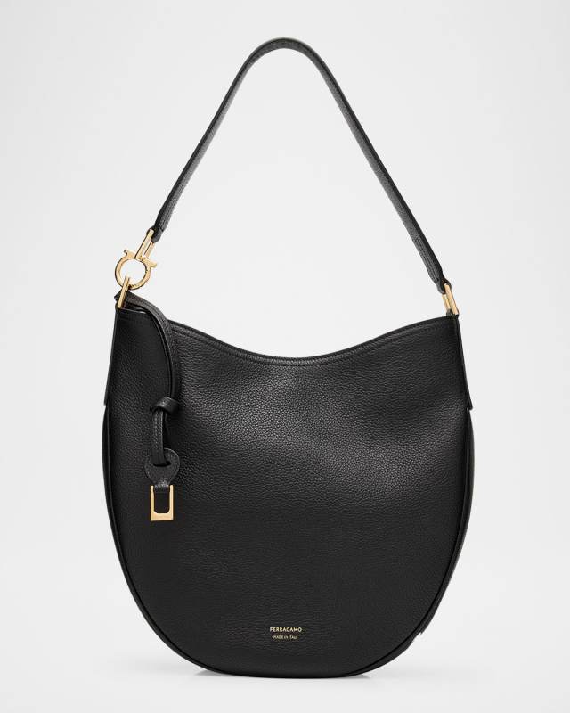 Smile Grain Leather Hobo Bag
